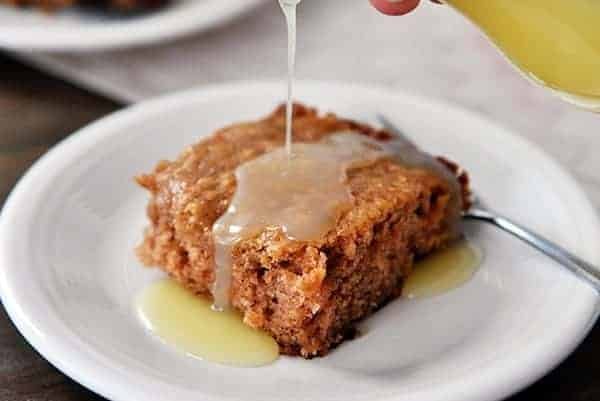 Apple Dapple Cake with Warm Vanilla Cream Sauce