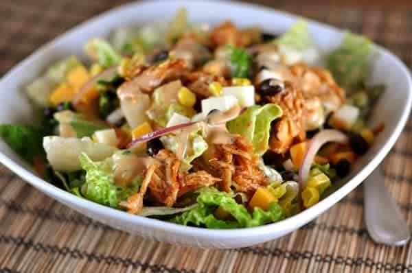 BBQ Chicken Salad with Creamy BBQ Cilantro Lime Dressing
