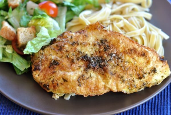 Breaded Garlic Chicken in Lemon-Butter Sauce