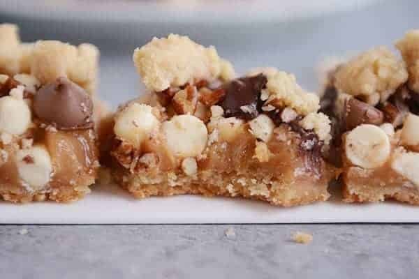 Pecan Toffee Caramel Chocolate Chip Layer Bars