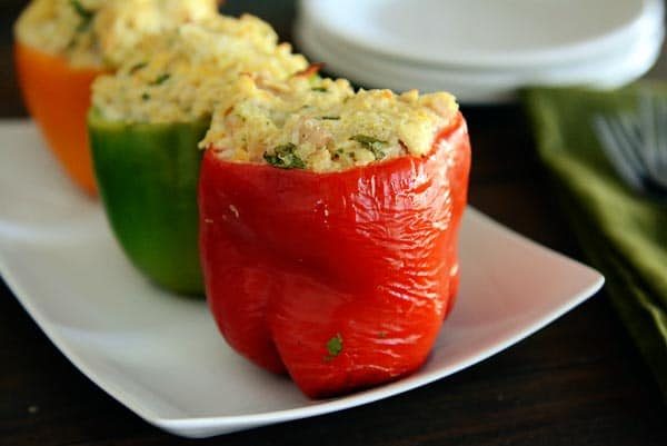 Cheesy Chicken Enchilada Stuffed Peppers
