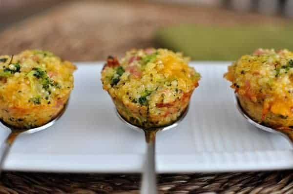 Cheesy Ham and Broccoli Quinoa Bites