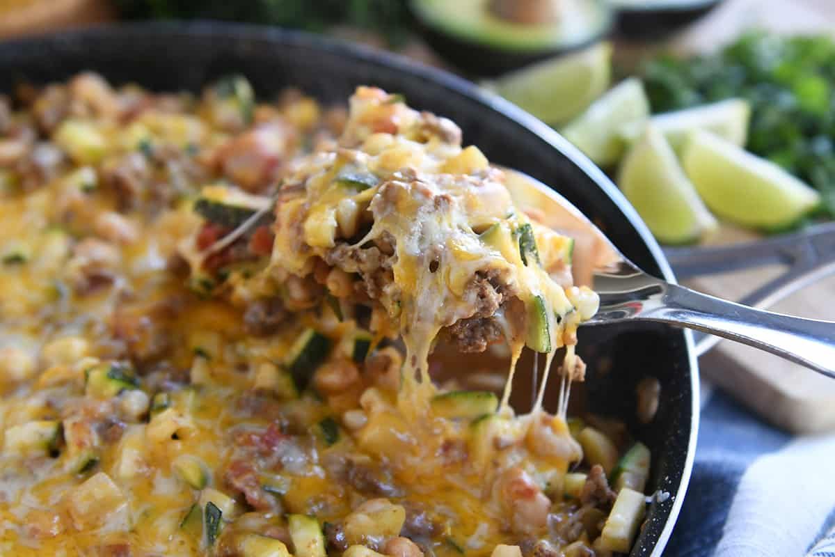 Cheesy Tex-Mex Zucchini Skillet