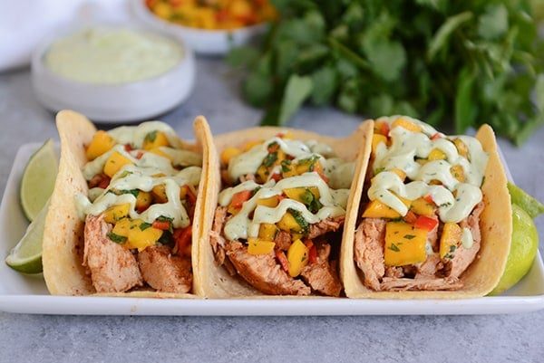 Chili Lime Tacos with Mango Salsa {Grilled or Pressure Cooker}