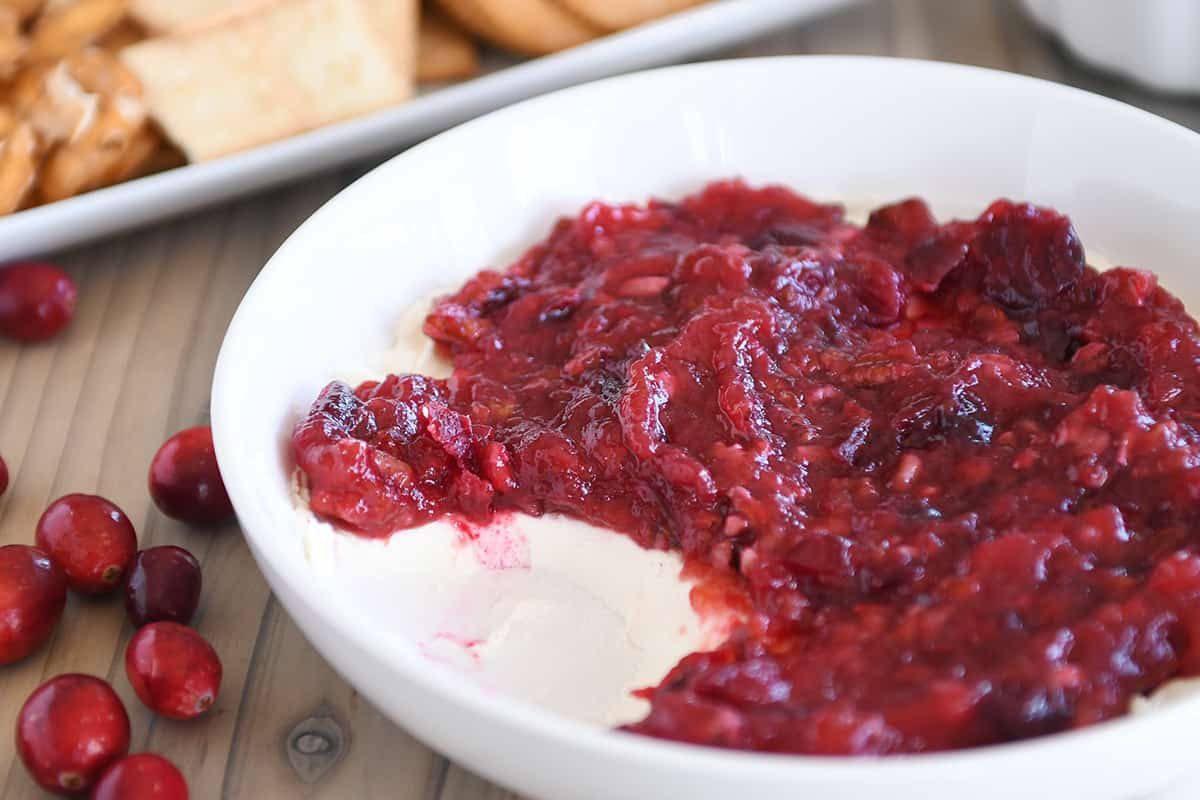 Cranberry Pecan Cream Cheese Dip {Sweet or Spicy}