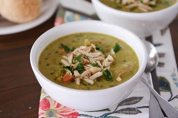 Curried Lentil and Sausage Soup with Toasted Almonds