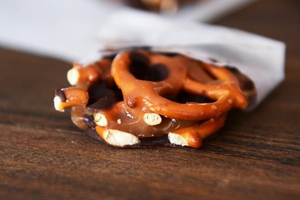 Dark Chocolate Sea Salt Caramel Pretzel Bark