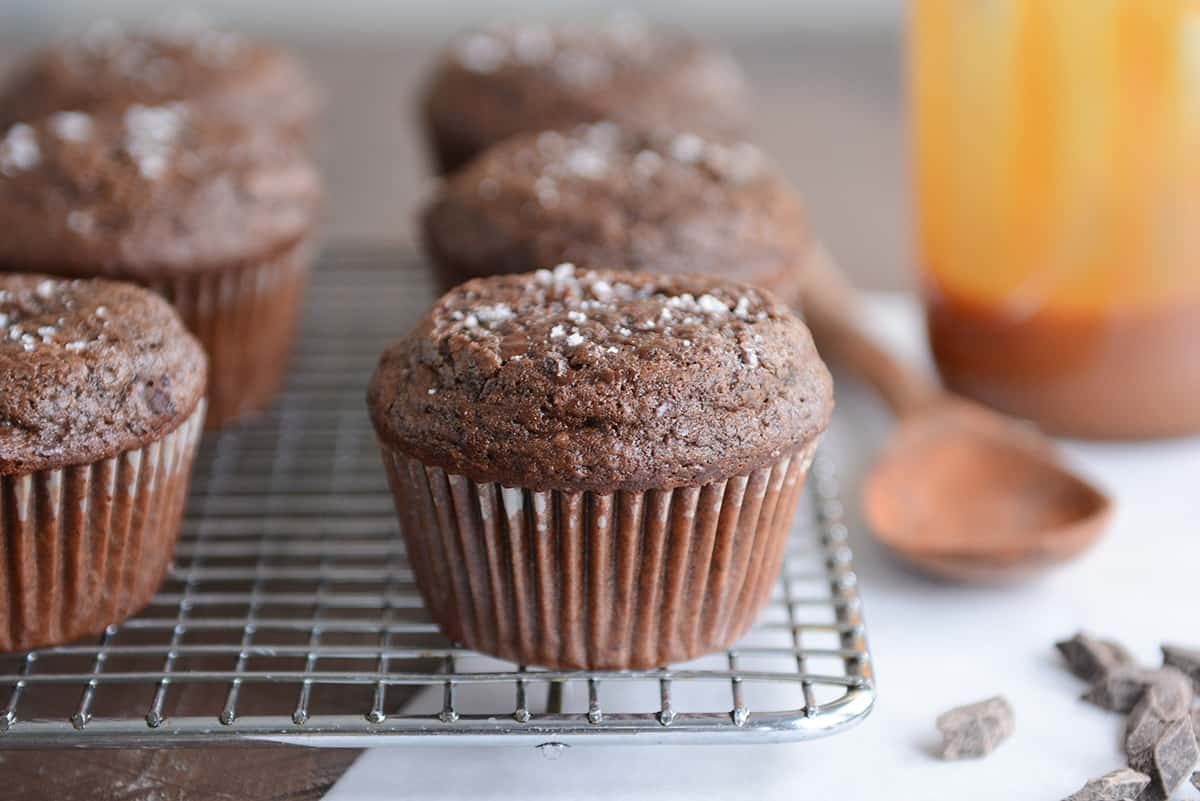 Double Chocolate Salted Caramel Muffins