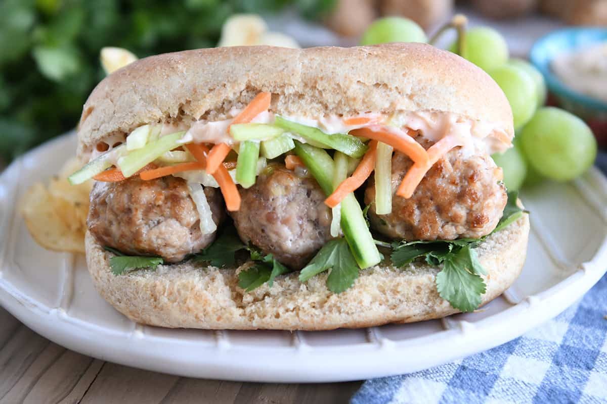 Easy Banh Mi Sandwiches {Vietnamese Meatball Sub}