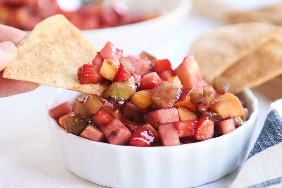 Fruit Salsa with Baked Cinnamon Tortilla Chips