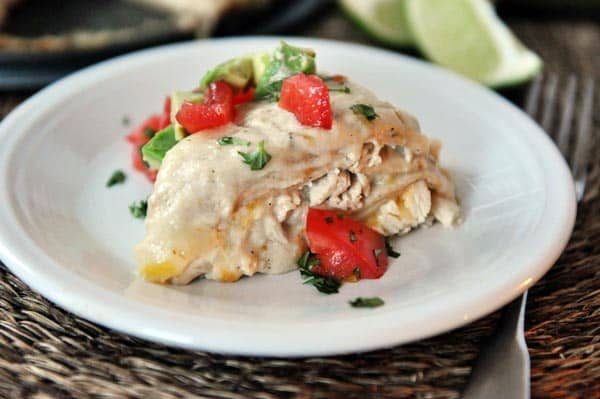 Green Chile Chicken Enchilada Stack