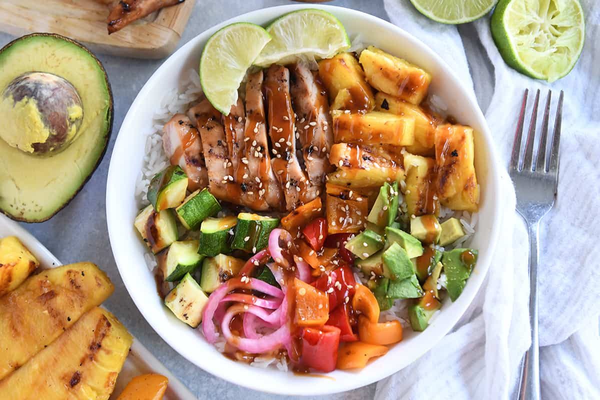 Hawaiian Chicken and Veggie Teriyaki Bowls