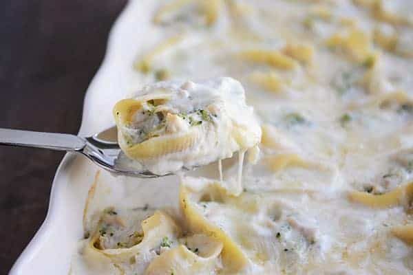 Chicken and Broccoli Alfredo Stuffed Shells