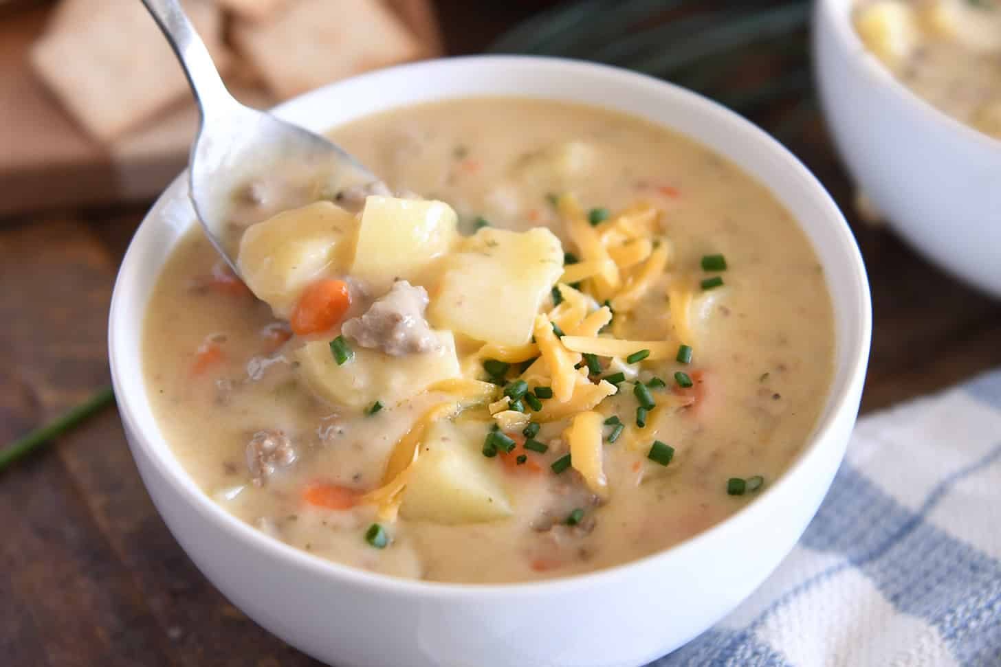 Lightened Up Cheeseburger Soup