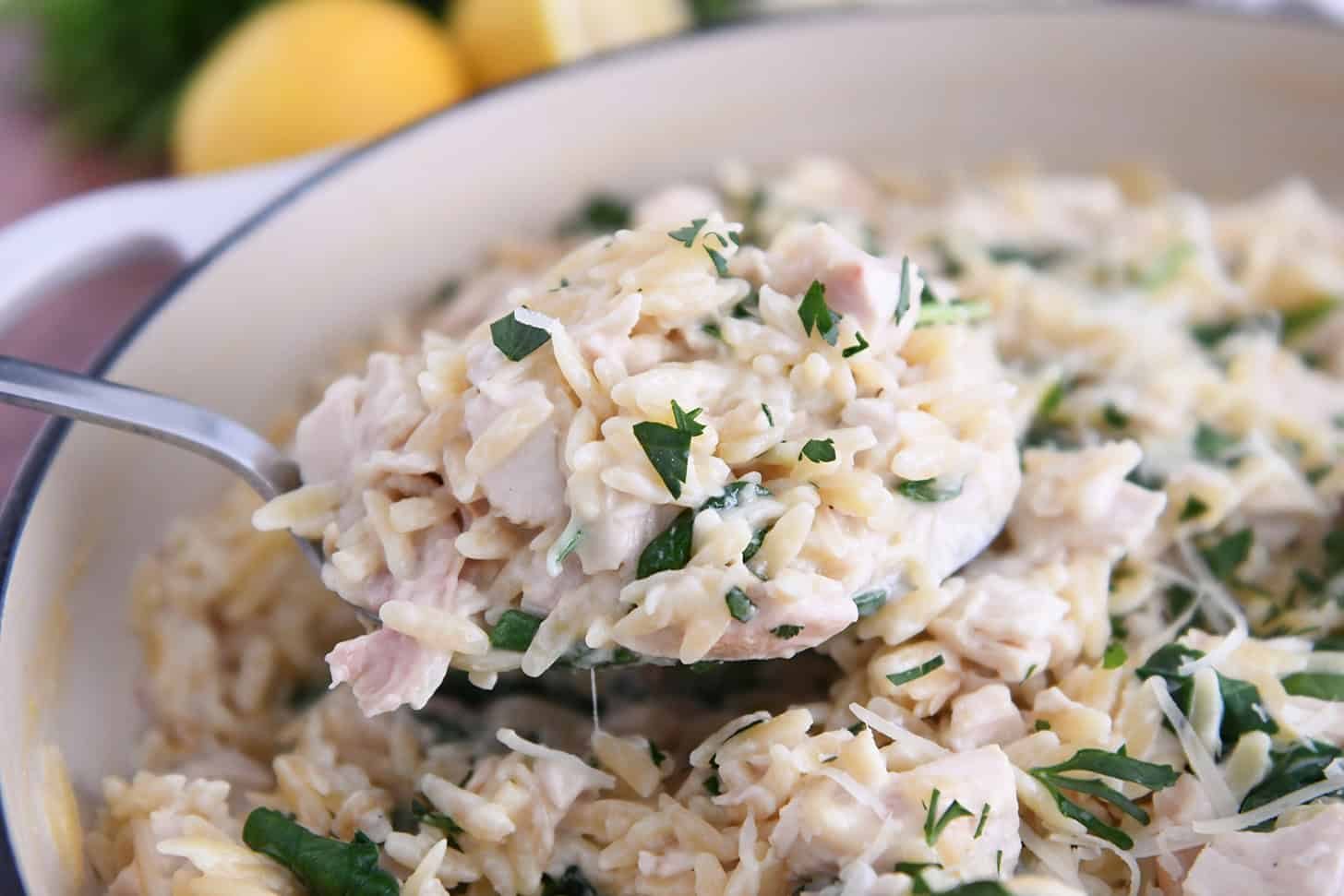 One Pot Creamy Lemon Orzo with Chicken