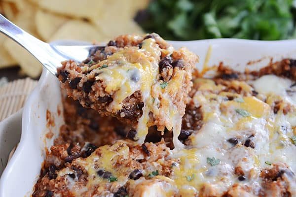 Cheesy Black Bean Quinoa Bake