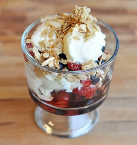 Red, White and Blue Ice Cream Granola Parfaits