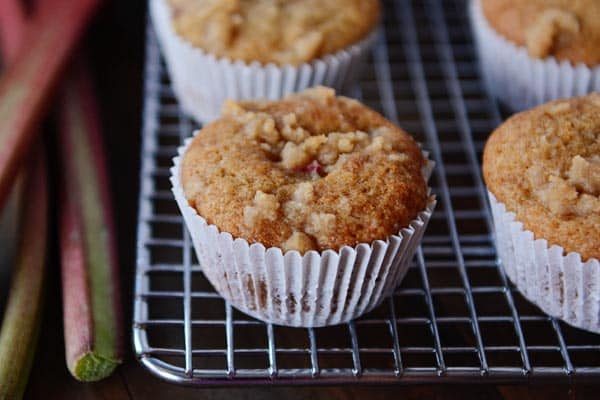 Rhubarb Muffins with A Little Bit of Streusel On Top