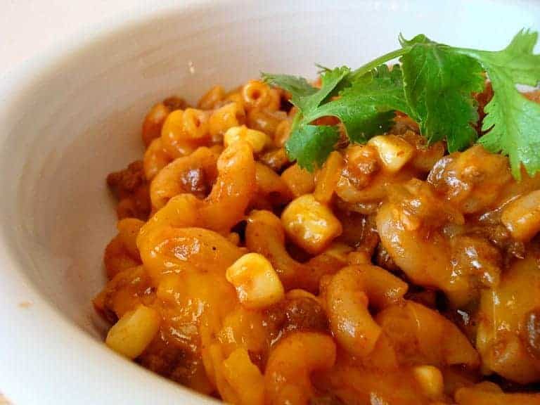 Skillet Chili Mac with Corn and Green Chiles