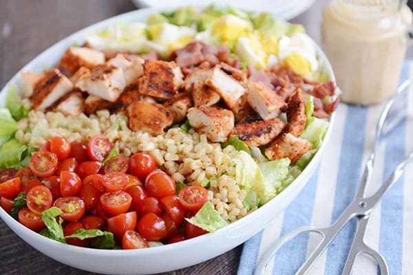 Southwest Grilled Chicken Cobb Salad with Honey Mustard Ranch Dressing