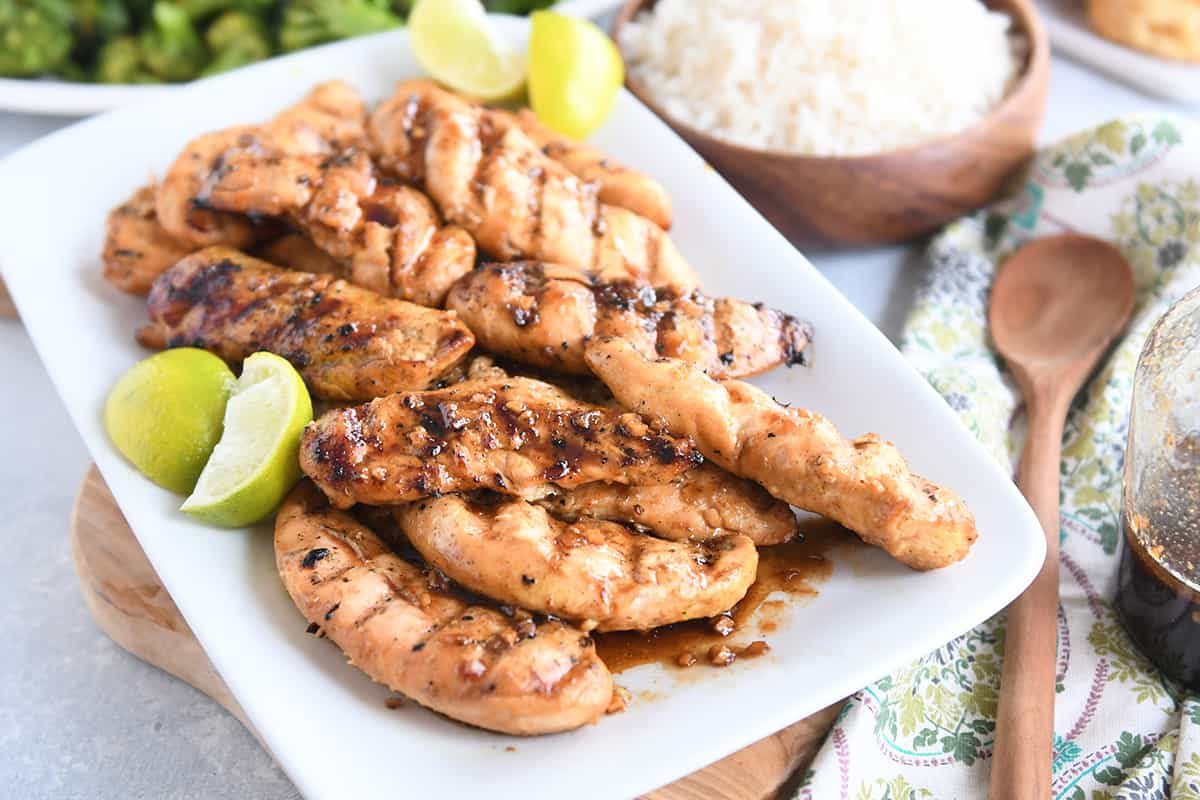 Spiced Ginger Lime Chicken Tenders with Coconut Rice