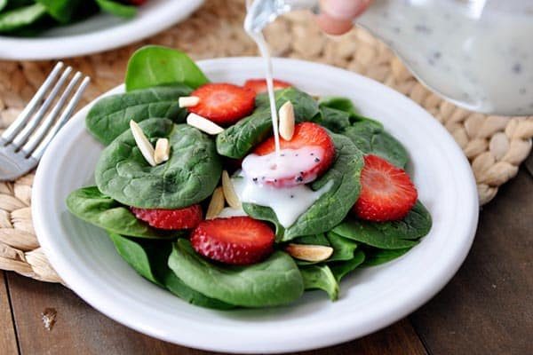 Spinach Strawberry Salad with Homemade Creamy Poppy Seed Dressing