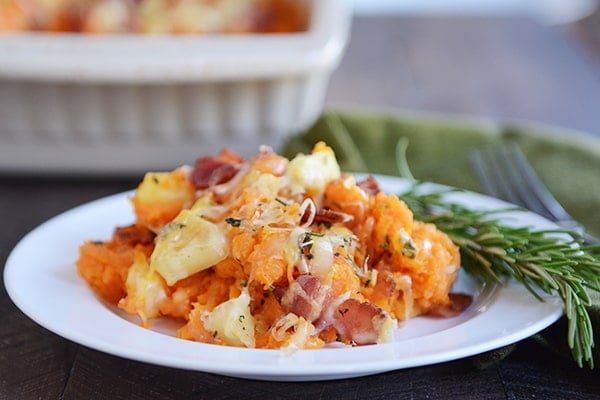 Stuffed Apple and Bacon Sweet Potato Casserole