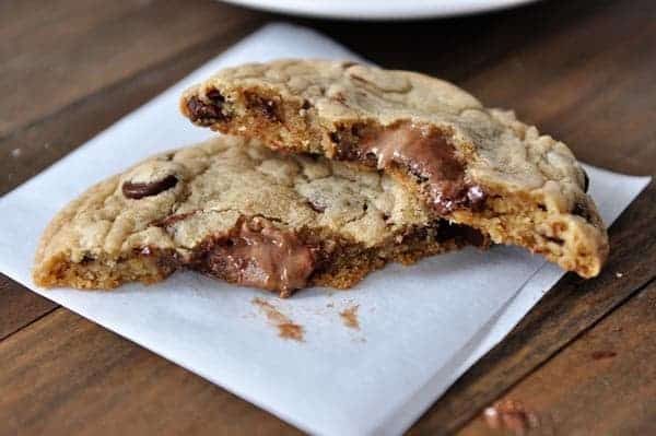 Swirled Peanut Butter and Nutella Stuffed Chocolate Chip Cookies