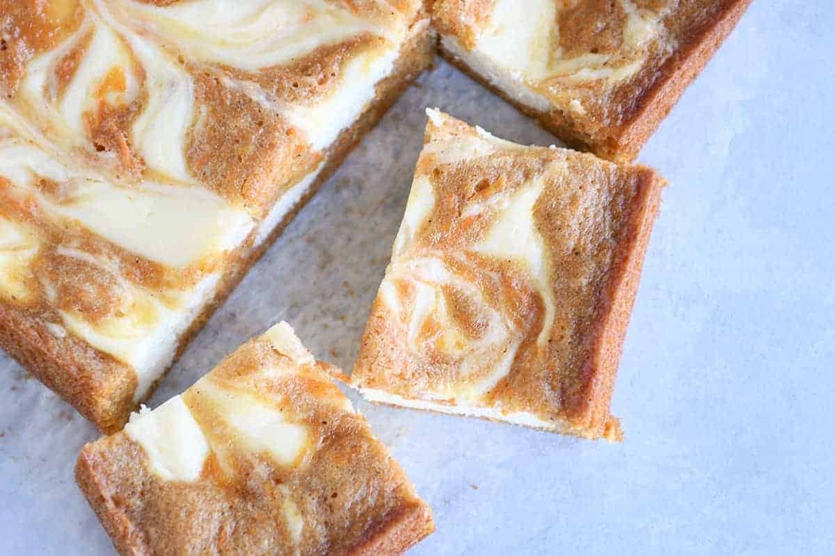 Swirled Carrot Cake Cheesecake Bars