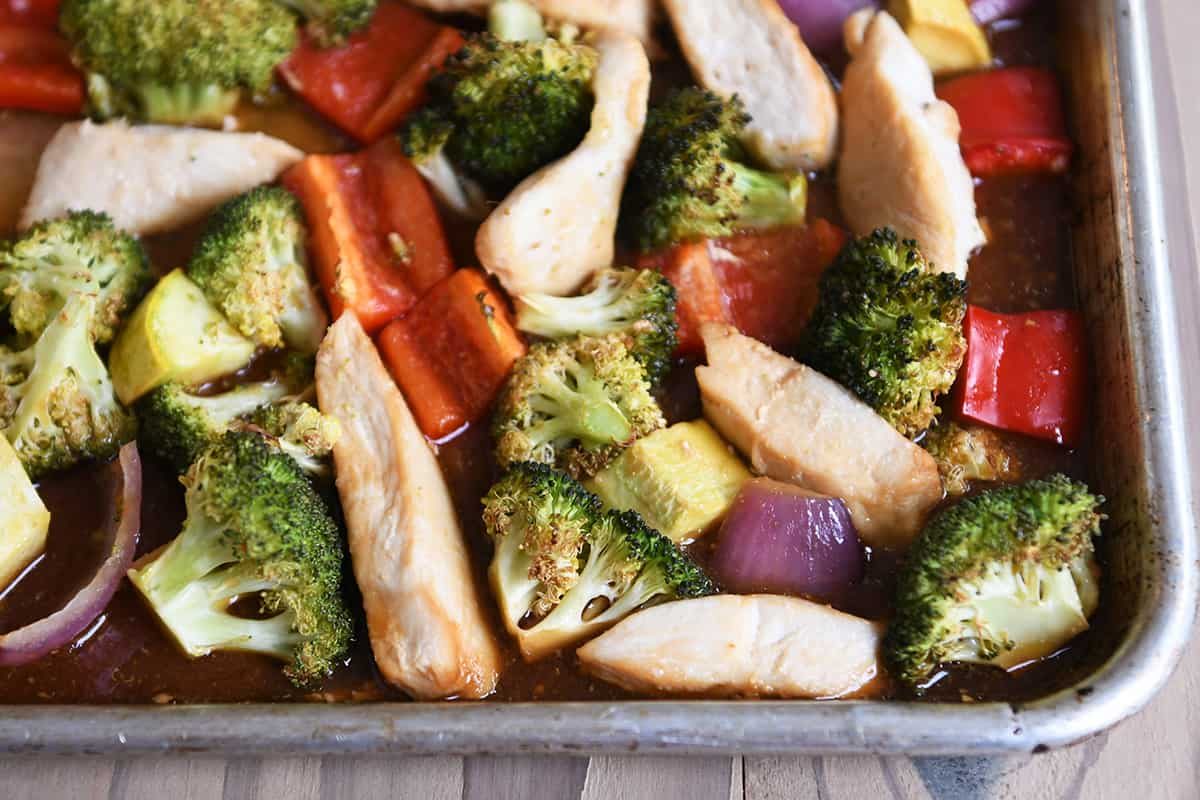 Teriyaki Chicken + Veggies Sheet Pan Dinner
