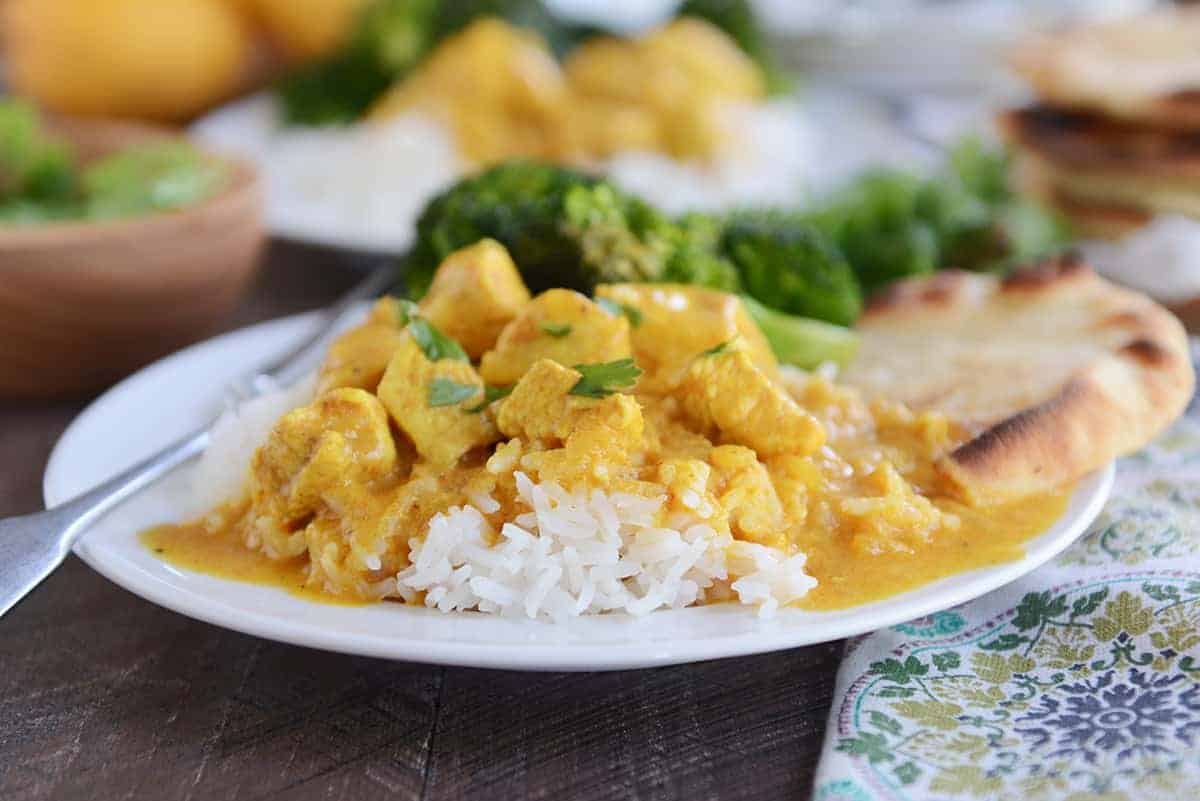 Thai Mango Chicken Red Curry with Coconut Rice {30-Minute Meal}