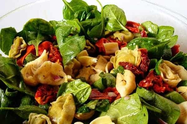 Tortellini Spinach Salad with Balsamic-Tomato Vinaigrette