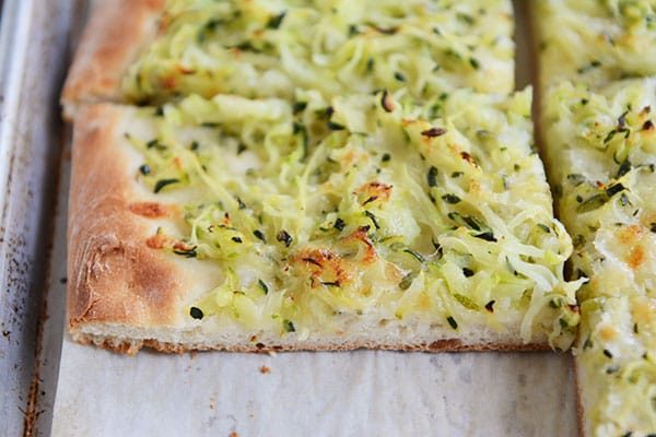 Piled High Zucchini and Cheese Topped Pizza