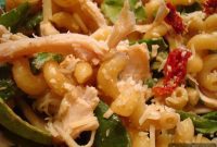 Chicken Pasta Salad with Sun-Dried Tomatoes, Fresh Spinach, and Crispy Bacon