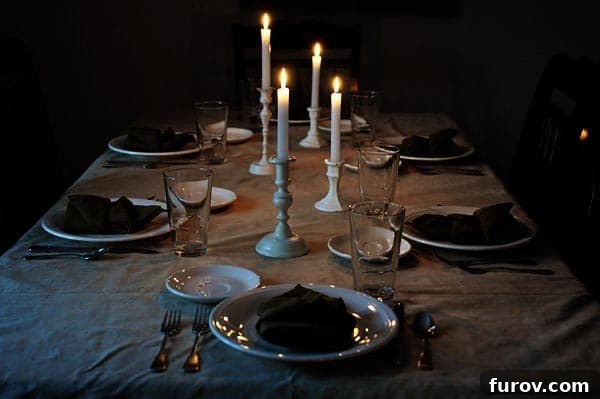 Your Guide to Perfect Family Candlelit Dinners Recipes and Atmosphere 12 A dimly lit room showcasing a romantic and inviting family candlelight dinner setup, emphasizing the soft glow.
