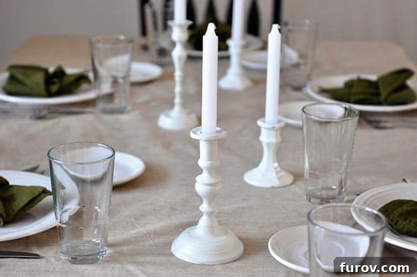 Your Guide to Perfect Family Candlelit Dinners Recipes and Atmosphere 3 A beautifully illuminated dining table, set for an intimate family candlelight dinner, showcasing elegant place settings.