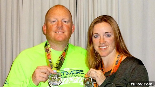 Sarah smiling after completing another successful run, embodying newfound confidence.