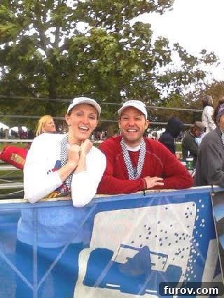 Stefani and her husband, visibly tired but beaming with pride after completing the half marathon