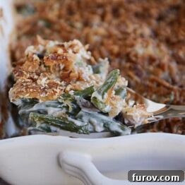 From-Scratch Homemade Green Bean Casserole with Extra Crunchy Topping