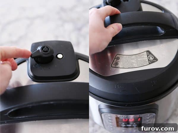 Releasing pressure on Instant Pot.