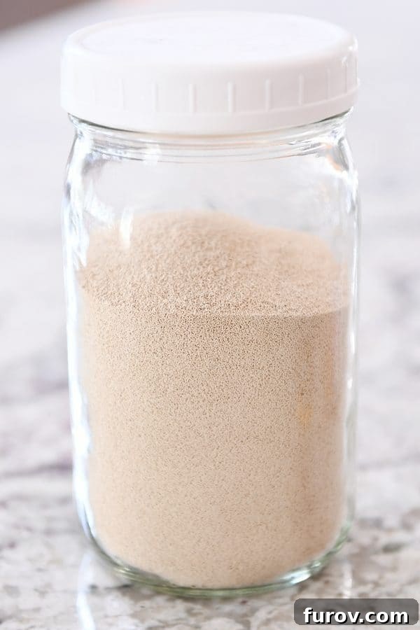 Instant yeast in mason jar.