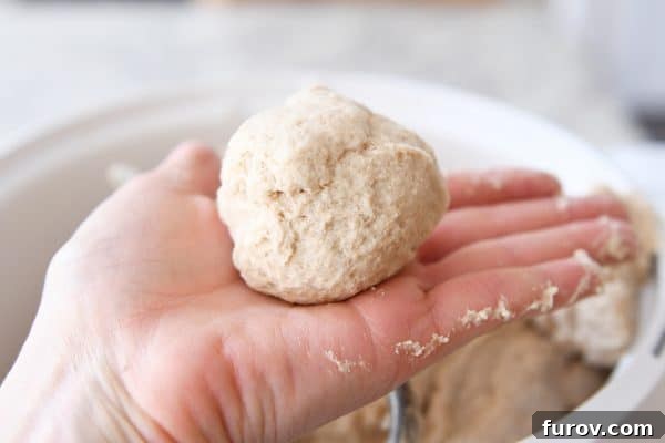 Rolling ball of dough in hand