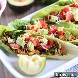 veggie turkey taco lettuce wraps on white tray