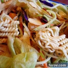 Asian Chicken Salad with toasted ramen and almonds