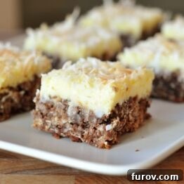 Delicious and tempting Chocolate Haystack Cream Cheese Squares.