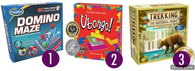 A festive collage of board games and outdoor activities, hinting at fun and engaging gift ideas for all ages.
