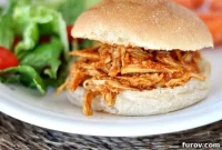 Tender Slow Cooker BBQ Pulled Chicken Sandwiches