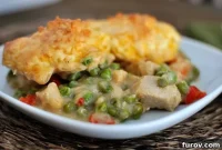 Vibrant Chicken Bake with Cheddar Biscuits