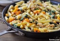 Golden Squash Sausage Penne Skillet