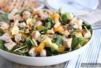 Vibrant Mandarin Spinach Farfalle Salad with Savory Teriyaki